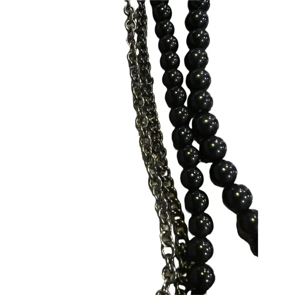 Lane Bryant multi strand necklace black Clear Rhinestone asymmetrical 34" - Image 2