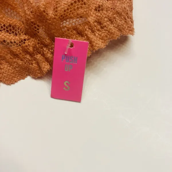 Victoria's Secret PINK Lace Bralette Women Small Orange Push Up‎ High Neck Boho - Image 8