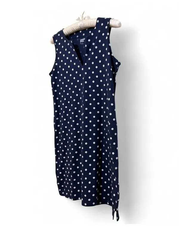Lands End Women's Cotton Jersey Swim Cover-up Polka Dot Print Dress Size Small - Image 12