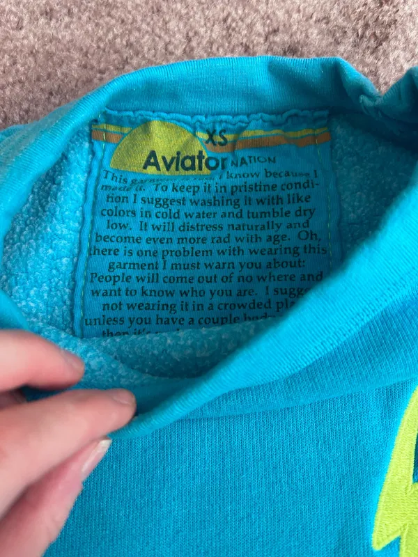Aviator Nation Nein Blue Cropped Crewneck Sweatshirt 5 Stripes - Image 3