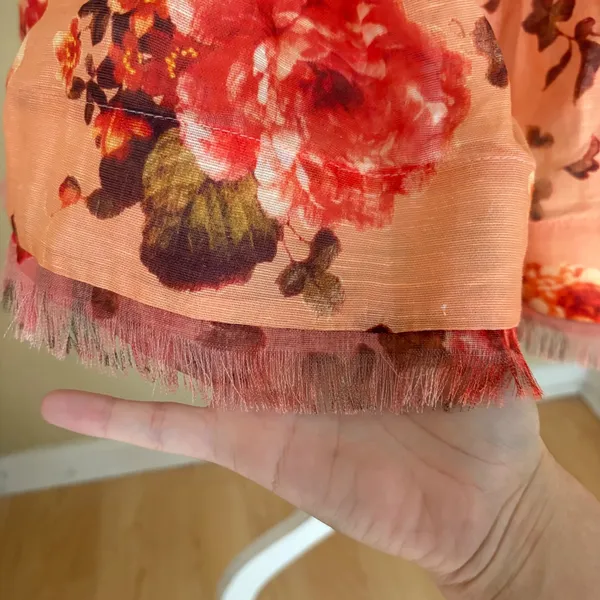 ZIMMERMANN Luminosity Flip SKIRT linen and silk blend gauze‎ Sz 2 Med Frayed - Image 3