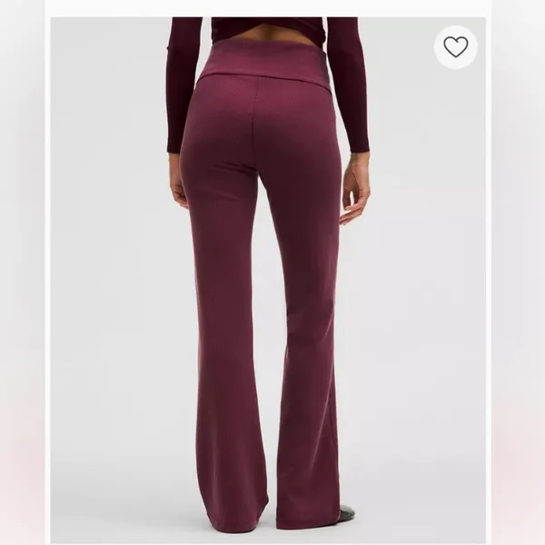 Lululemon Ribbed Softstreme Flared Pant Regular Garnet‎ red size 2 - Image 2