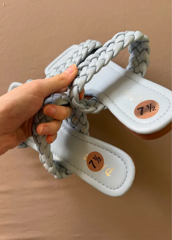 Braided Strap Square Toe Sandals Blue Size 7.5 - Image 4