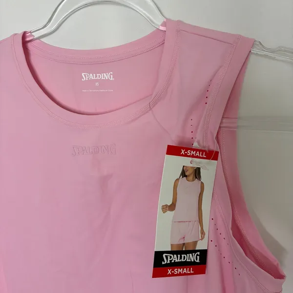 Spalding Bubblegum Pink Athletic Tank Top Nylon Spandex NWT Womens XS - Image 2