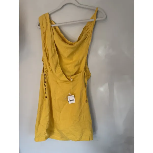 Free People Women’s A Little Extra Mini Dress Sz S Yellow Open Back S NWT $68 - Image 4