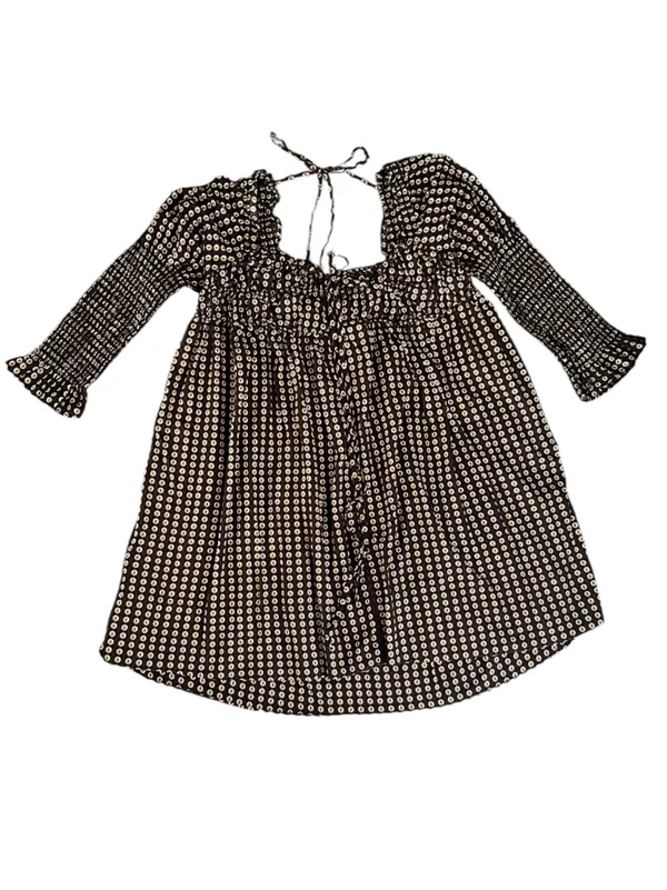 Free People Women’s Star Dip Mini Dress in Black Brown Combo Retro Babydoll Sz M - Image 13
