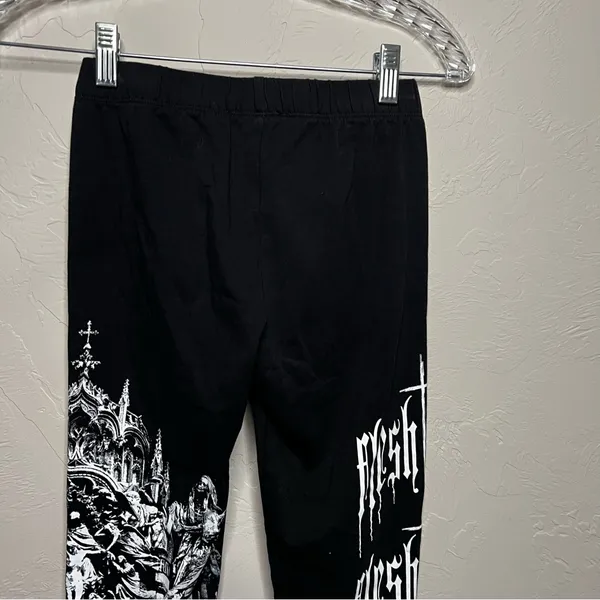 Widow Dolls Kill Black White Feeding Time Goth Cross Zipper Closure Leggings‎ - Image 11