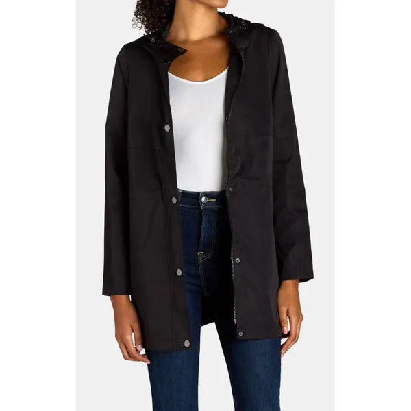 Time and Tru Womens Jacket Sz L Black Hooded Lightweight Anorak Full Zip Outdoor - Image 3