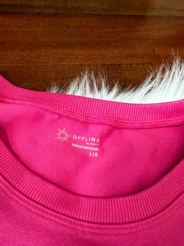 OFFLINE by Aerie Hot Pink Seamless Crop Top Large Barbie Pink - Image 2