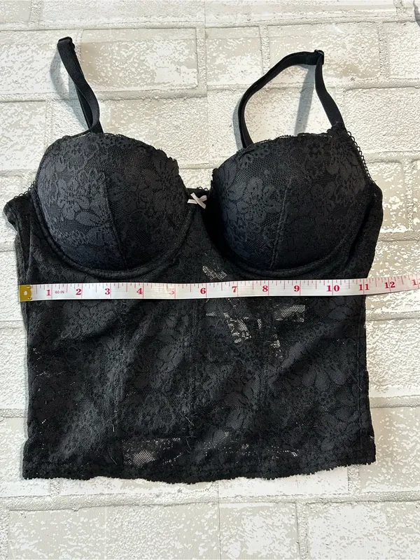 Victoria's Secret Pink Black Lace Corset Bra - Women Intimates Size Small - Image 4