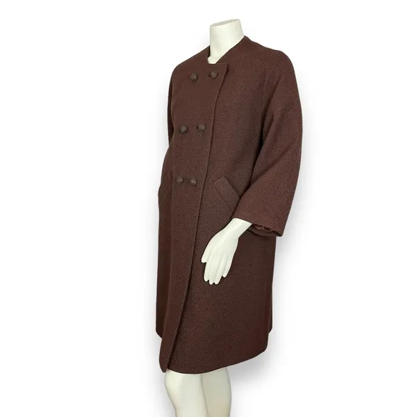 Vintage 60s Meier &‎ Frank Brynwood Coat Women Brown Retro Boxy Mod Union Label - Image 13