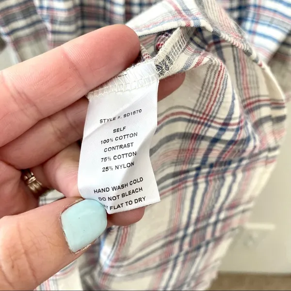 Soiéblu Cold Shoulder Lace Trim Plaid Dress Size Small - Image 7