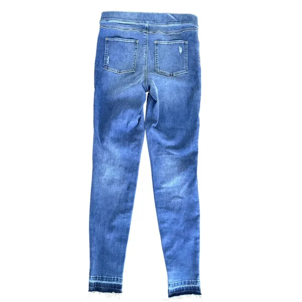 Spanx Jean-ish Ankle Leggings Medium Indigo Distressed Raw‎ Hem Tall Large L/G - Image 2