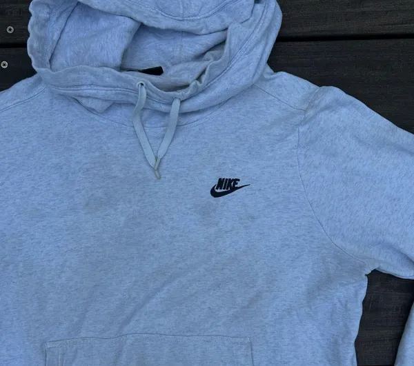 Nike Grey Hoodie w/ Black Embroidered Logo and High Neck - Image 2