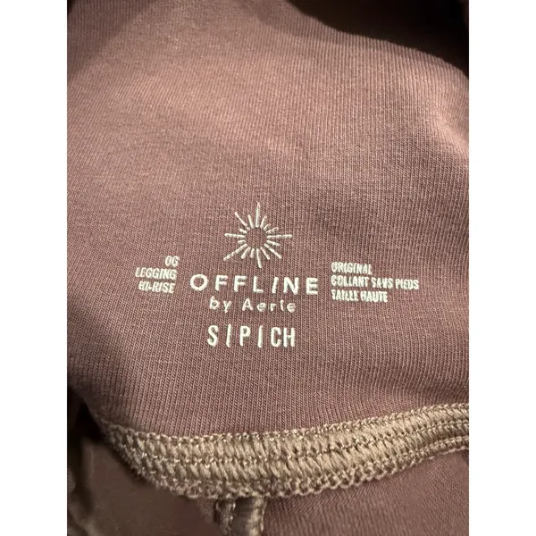 Offline by Aerie OG Legging Hi-Rise Mineral Wash Ribbed Side Pocket Purple Small - Image 3