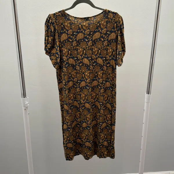 Boden Navy Harvest Gold Paisley Terrace Knot Sleeve Jersey Mini Dress - Image 7