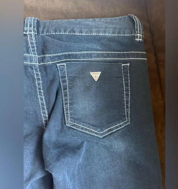 Guess Los Angeles Wide Leg Dark Low Waist Blue Jeans Sz 29 - Image 7
