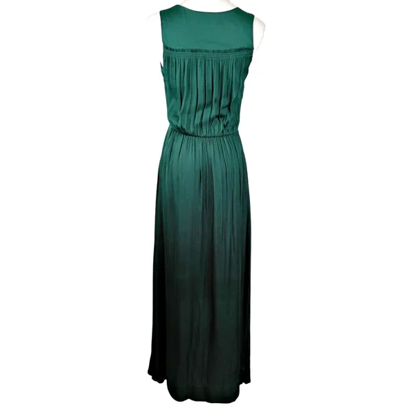 Banana Republic Sz 0 Green Lined V-Neck Goddess Maxi Dress - Image 3