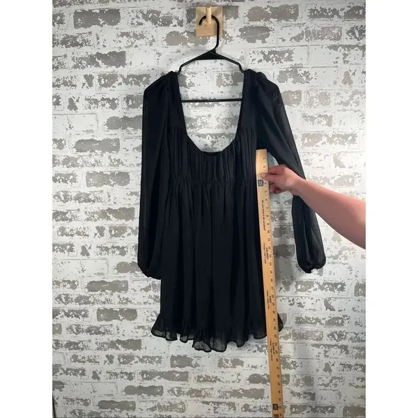 Abercrombie & Fitch | women square neck black flowy dress with long sleeves - Image 8