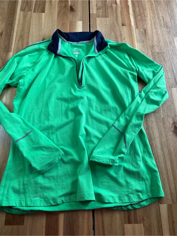 Nike Running Dri-FIT Neon Green Quarter Zip Pullover Women’s Large - Image 2