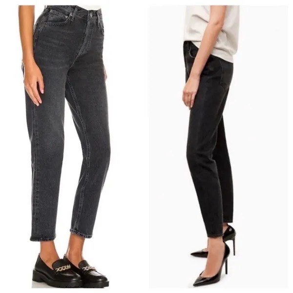Talula‎ x AGOLDE taper jeans Womens 26 Black Excellent High Rise Button Fly - Image 2
