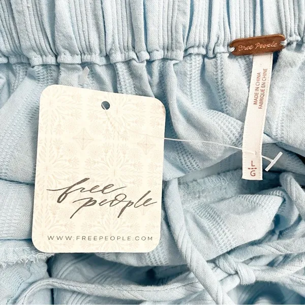 NWT Free People Endless Summer Puff Sleeve Open Back Mini Dress Blue Size Large - Image 10