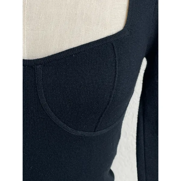 Abercrombie & Fitch Black Knit Bustier Top XS Long Sleeve Sweetheart Neck Y2K - Image 5