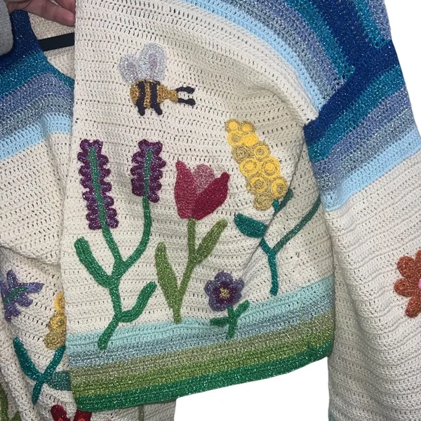 NEW NWT Rose Carmine Garden Party Bolero Cardigan Sweater Multi Floral - Image 8