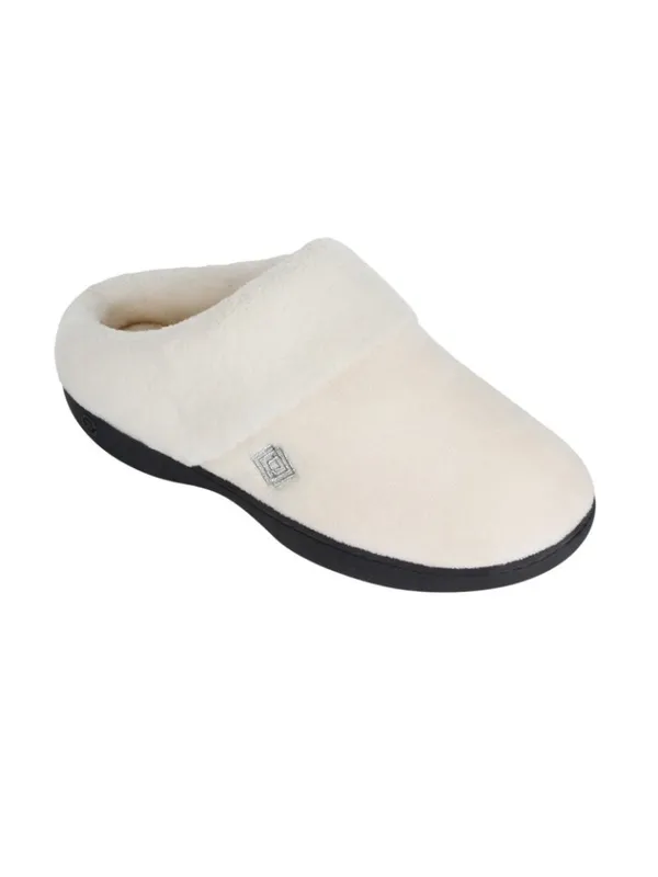 NWT Isotoner Womens Classic Clog Slippers Fuzzy Cozy Ewe White / Gray S (6.5-7) - Image 4