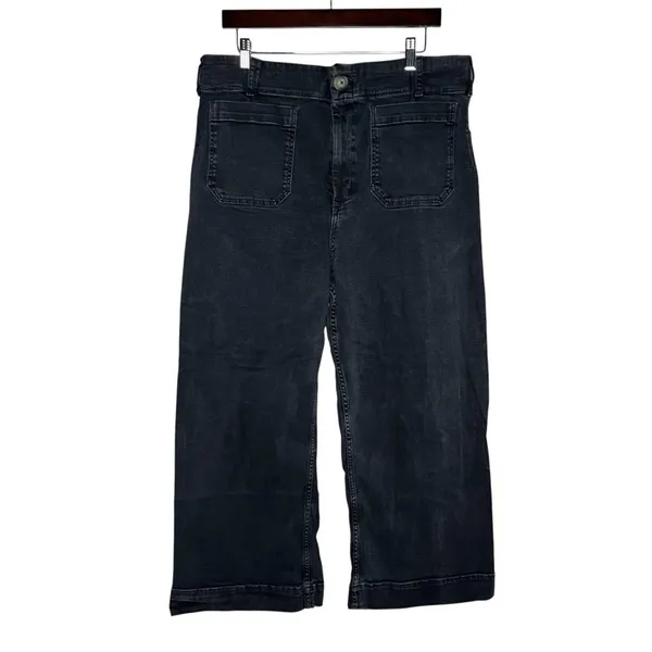 Anthropologie Maeve The Colette High Rise Crop Wide Leg Jeans Patch Pocket - Image 4