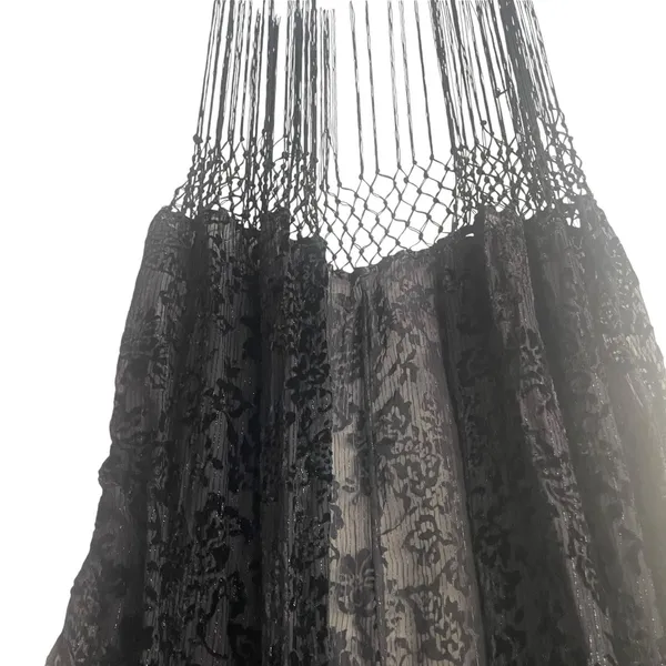 Jessica Simpson XL Witchy Velvet Fringe‎ Metallic Open Front Cardigan Long Top - Image 3