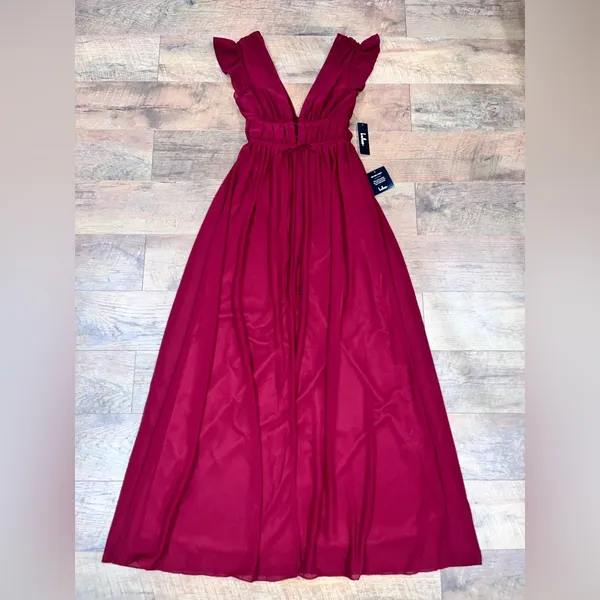NWT Lulus I’m All Yours Burgundy Ruffle Maxi Dress - Image 10