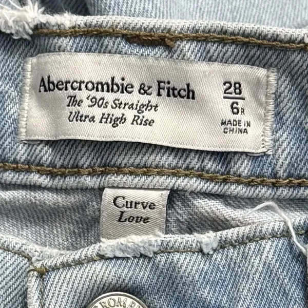 Abercrombie & Fitch 90s Straight Ultra‎ High Rise Denim Light Blue Capsule 6/28 - Image 7