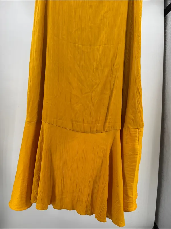 Anthropologie Maeve Mango Yellow Ruffle Wrap Skirt midi High Low NWT XL boho - Image 9