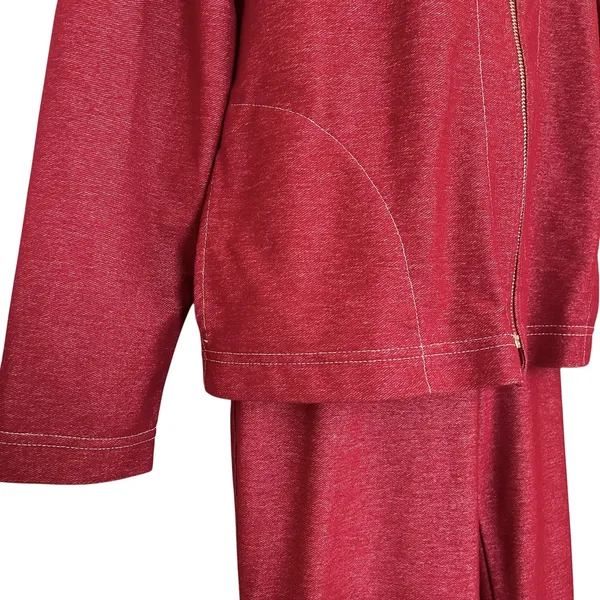 Vintage Weekenders Red Denim Knit Track Suit Set: Zipper Jacket & Leisure Pants - Image 8