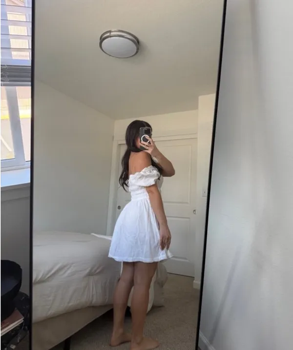 Bp white off the shoulder smocked bodice dress - Image 3