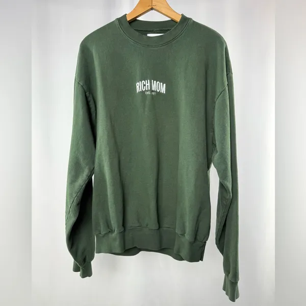 Rich Mom Gear Crewneck Sweatshirt in Money Green Size‎ Large - Image 3