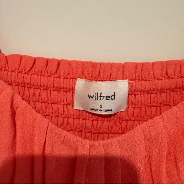 aritzia wilfred pandora puff sleeve smocked blouse fresco pink‎ size small - Image 3
