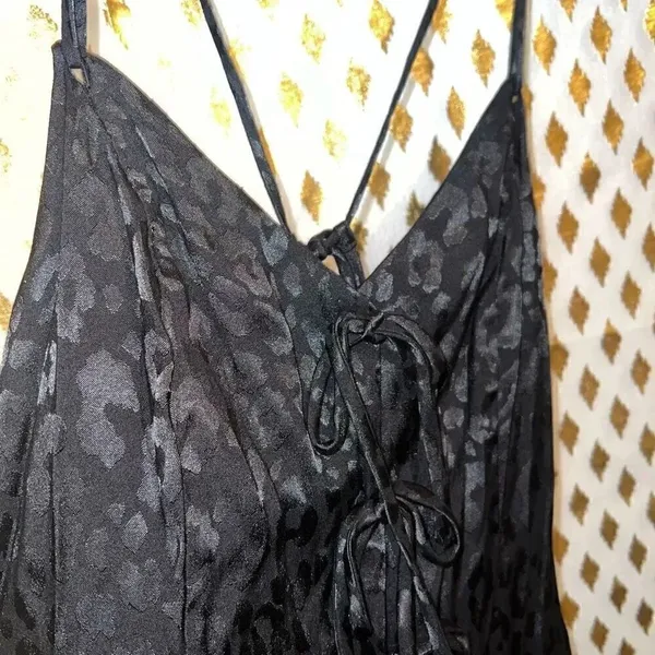 Free people intimately silky Bow-Dacious Mini Slip Dress animal leopard print go - Image 8