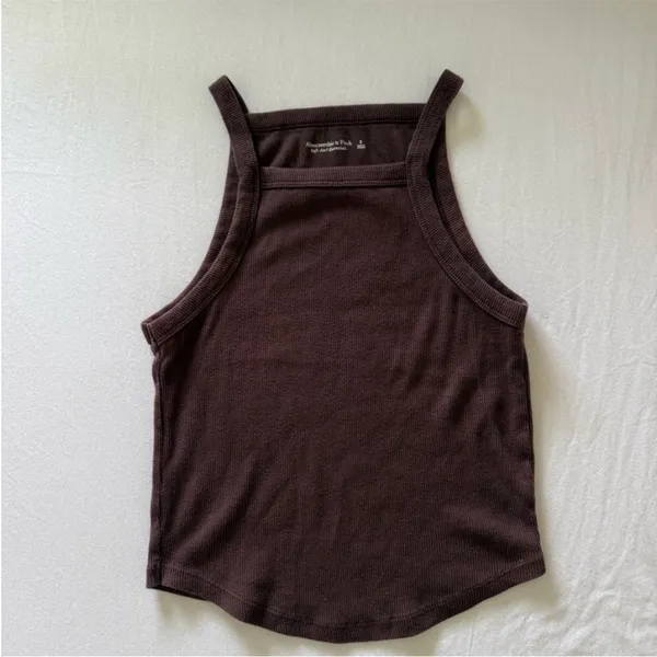 Abercrombie & Fitch Straight Neck Rib Tank Brown Small - Image 2