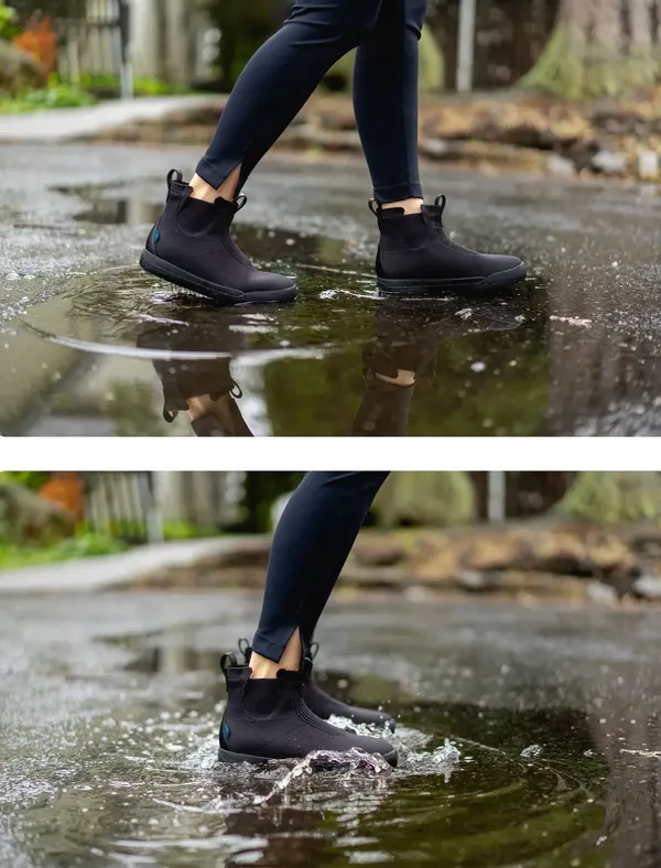 Vessi Weekend Chelsea Boots Waterproof Black Knit Slip On Sneaker Shoes W6 - Image 2