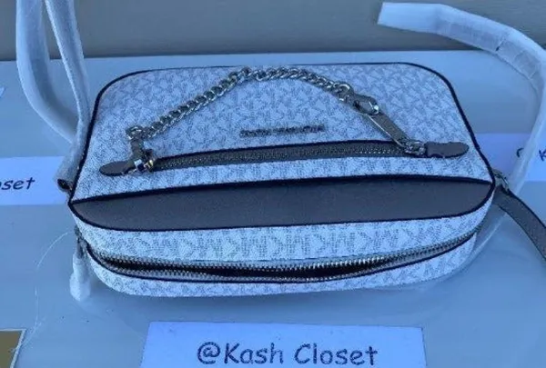 Michael Kors Bright White Chain Crossbody Purse - Image 7
