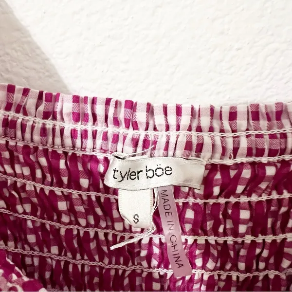 Tyler Boe Smocked Midi Dress Pink Plaid Size Small S - Image 3