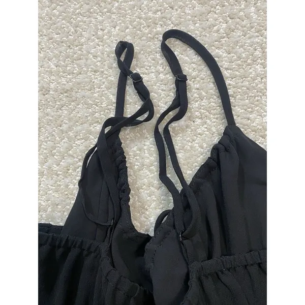 Aritzia Wilfred Black Smocked Mini Dress with Ruffle Hem Size M - Image 13