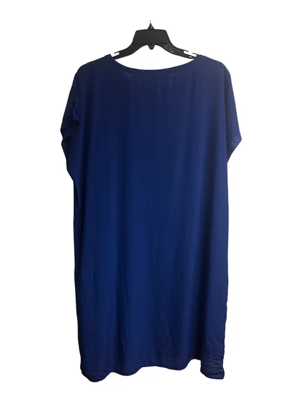 Eileen Fisher Blue 100% Silk Midi Dress Size Large - Image 4