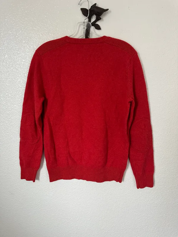 Aplaca /Merino Wool Blend Red Sweater w/Elbow Patches/ SLIM FIT~ M - Image 2