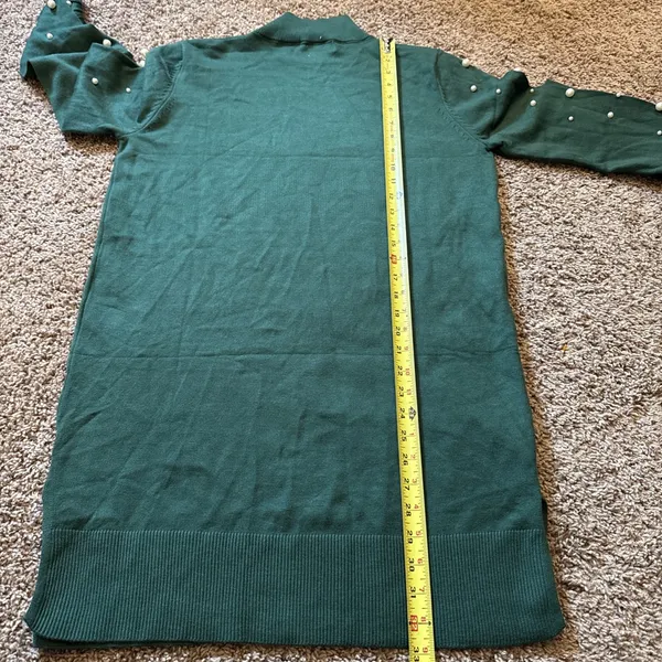 Shop The Mint All The Love Emerald Pearl Embellished Sweater Dress Sz Large - Image 8