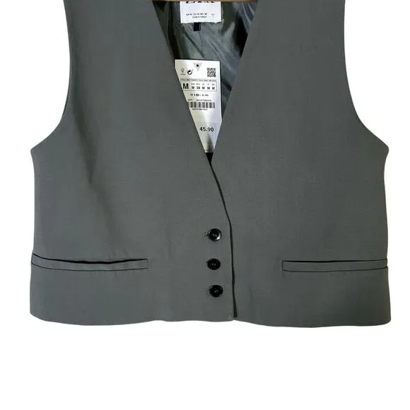 NWT Zara Tailored Vest‎ Womens M Gray Minimalist Workwear Chic Corporate Career - Image 4
