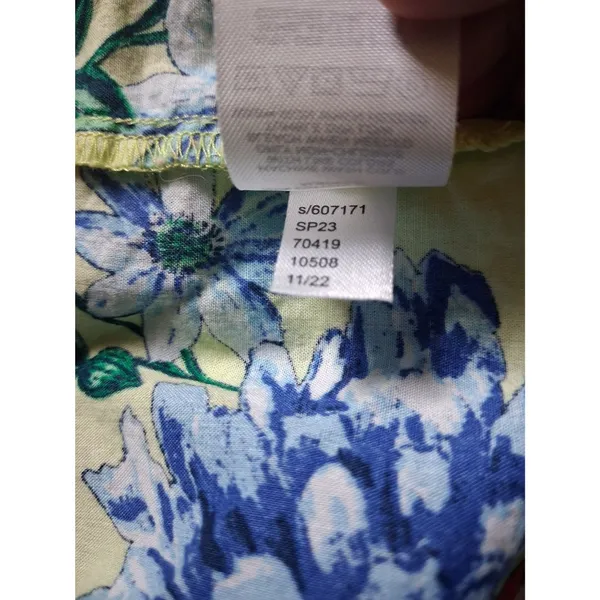 LOFT Yellow 100% Cotton Floral Ruffle Sleeve Blouse L Spring 23 - Image 7