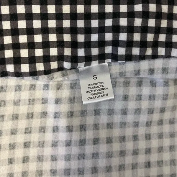 Me to We Gingham Lace Up Strapless Crop Top Black White Size S - Image 5